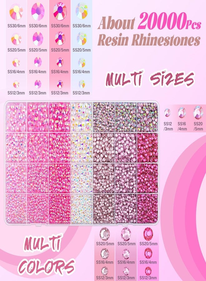 TINKRSTUFF 20000Pcs Pink Rhinestones for Bedazzling with B7000 Jewelry Glue, Resin Rhinestones for Crafting Crafts DIY, Bedazzler Kit Gems for Clothing Shoes Tumblers Fabric Nail Art Assorted Size 3/4/5/6mm - Image 2